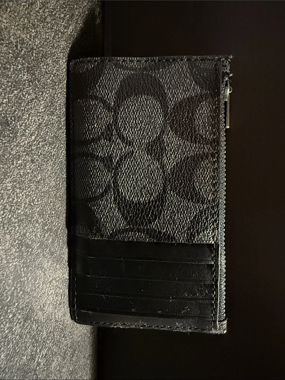 Coach Black Wallet with Yellow Graphic Lettering